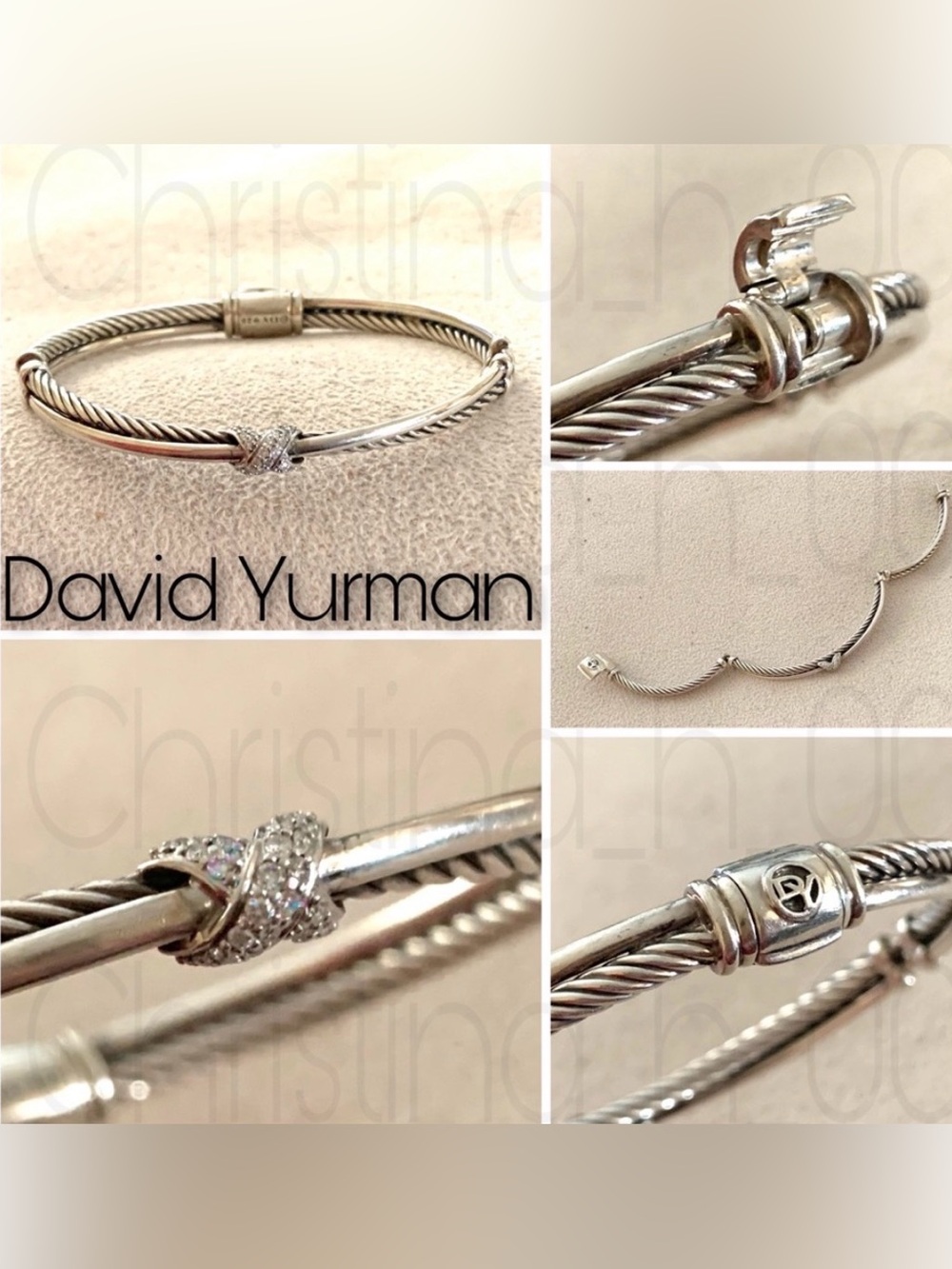 Retired David Yurman pavé X Diamond clasping hinge bracelet